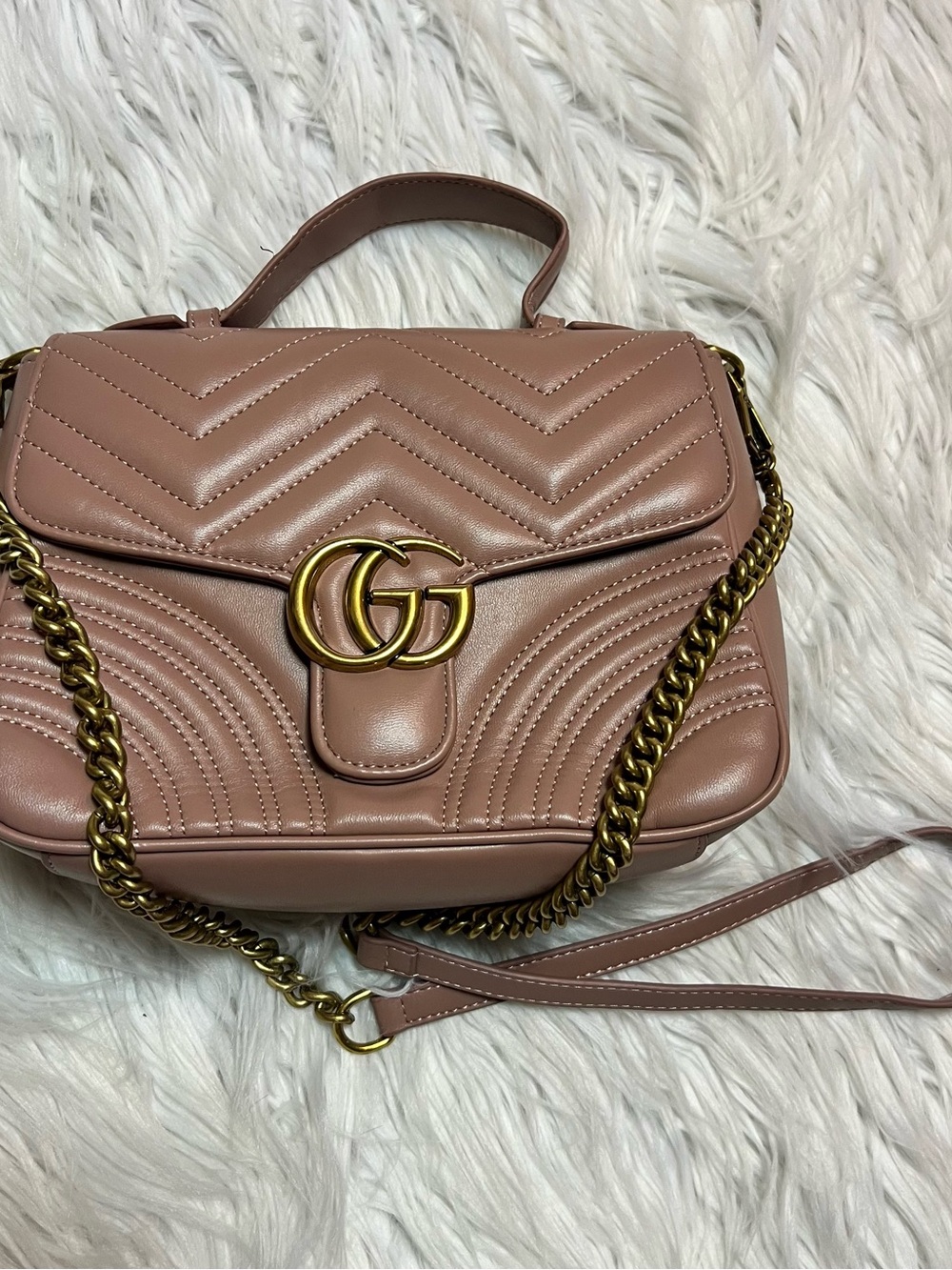 Leather pink gold chain gold logo OG crossbody